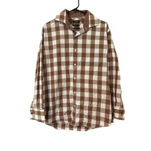 Steven Land Mens Dress Shirt Size 17.5 32/33 Modern Fit Long Sleeve